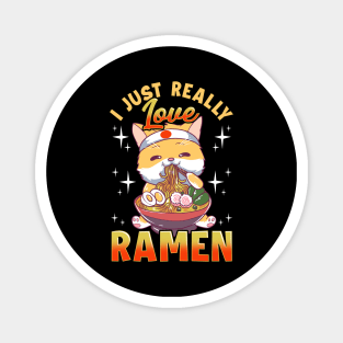 Kawaii Cat I Just Really Love Ramen Anime Kitty Magnet